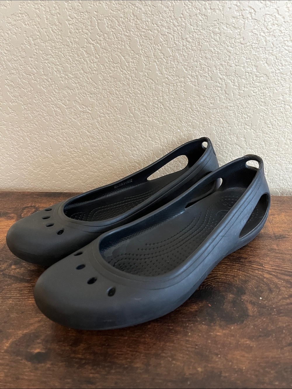 Crocs black ballet slip ons
